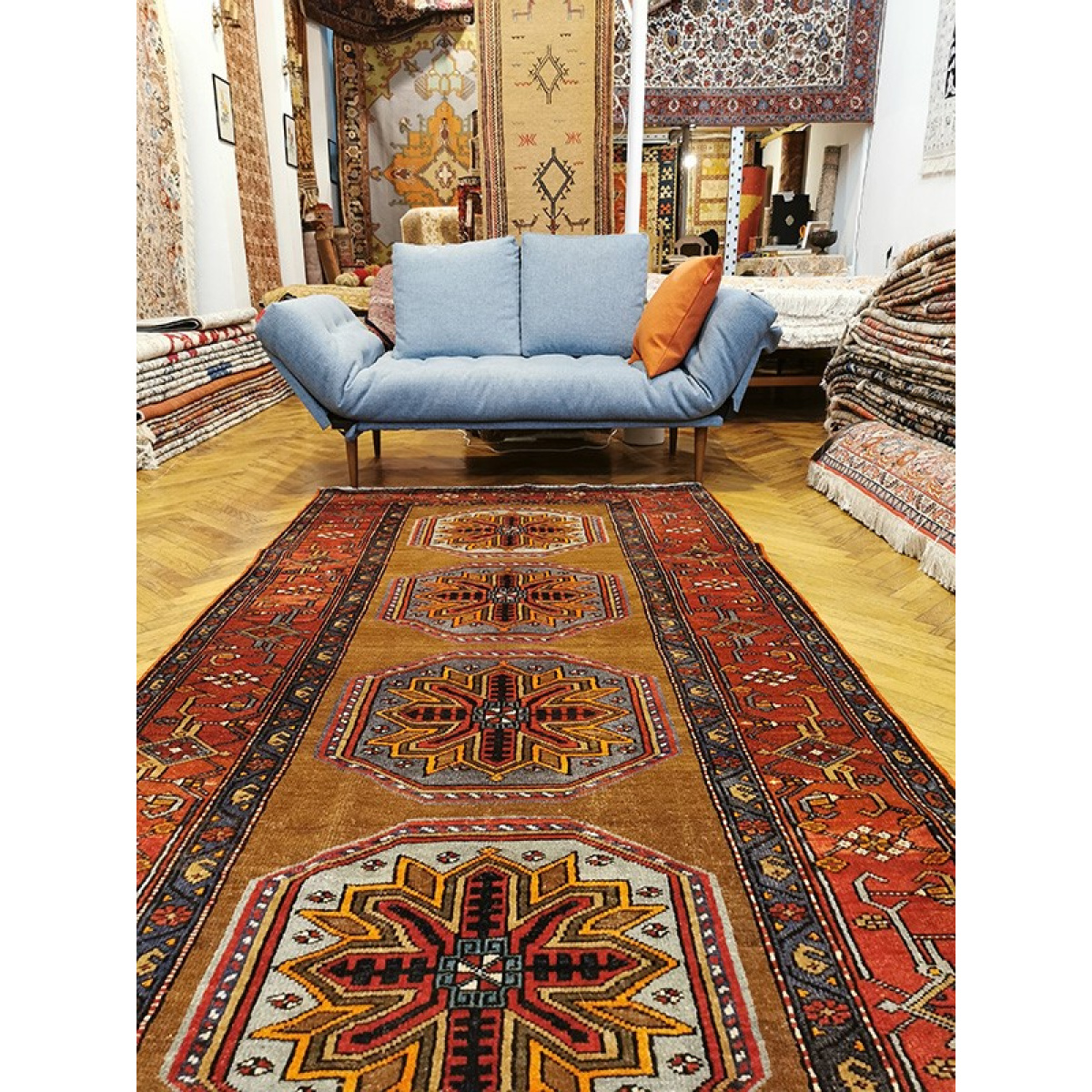 Grand Tapis Persan Fait Main – 300 X 200 Cm – Laine Et Coton – Motif Oriental Traditionnel – Occasion